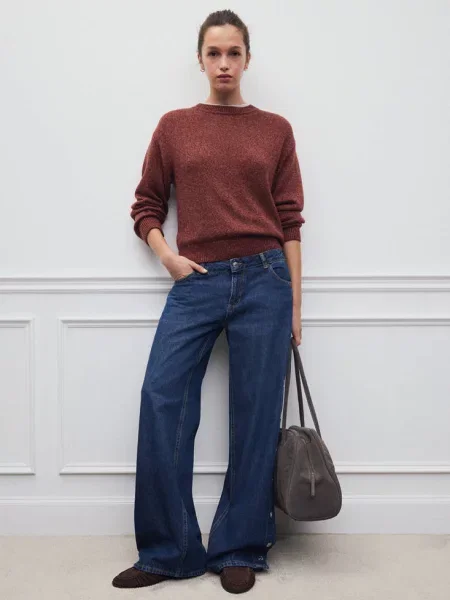 Melanżowy sweter o prostym kroju wiśniowy Teen L MANGO TEEN