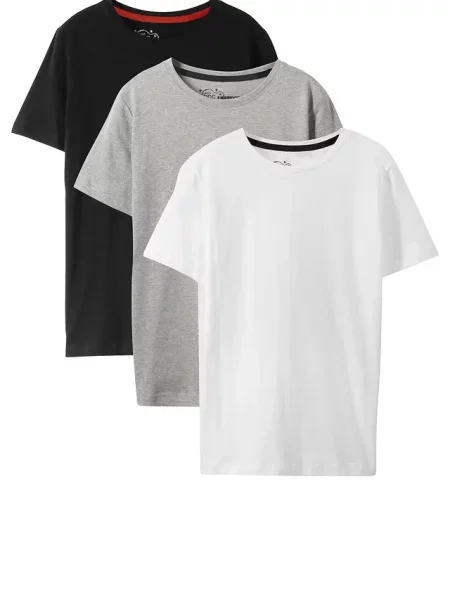 T-shirt z bawełny organicznej zestaw 3 szt. czarna