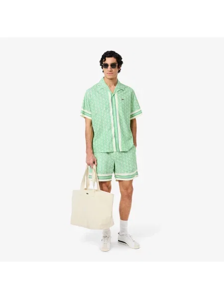 Lacoste Lekkie Szorty Z Nadrukiem Monogramu zielony