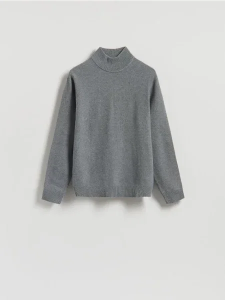 Reserved Gładki golf z dzianiny ciemnoszary