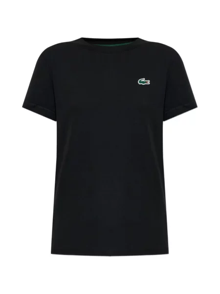 Тениска Lacoste с автограф черно