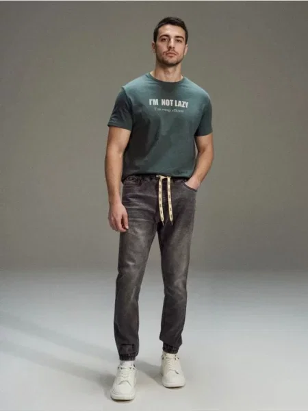 Sinsay Spodnie jogger slim fit szary