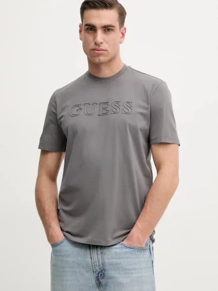 T-shirt z nadrukiem z logo model ‘ALPHY’ Guess Activewear brązowa