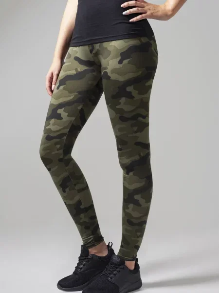 Leggings Urban Classics cu model camuflaj negru
