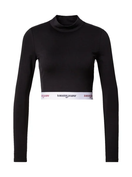 Cropp tricou Tommy Jeans cu guler înalt negru