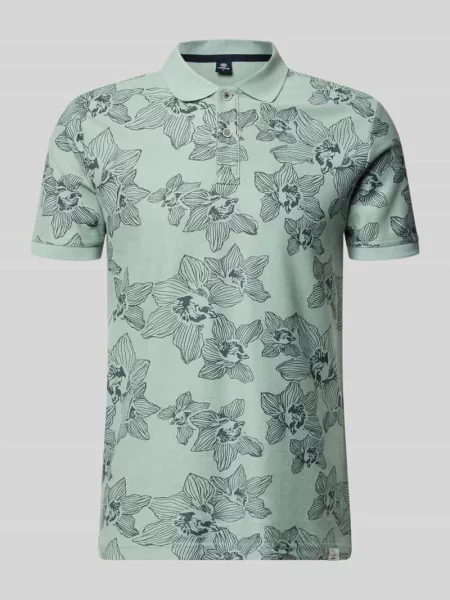 Koszulka polo o kroju slim fit z kwiatowym nadrukiem allover Lerros