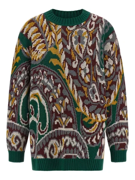 Вълнен пуловер Etro с пейсли десен зелено