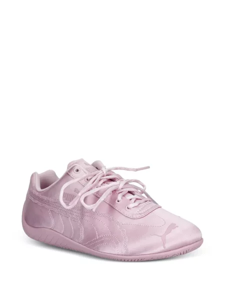 Top Puma cu broderie din satin roz