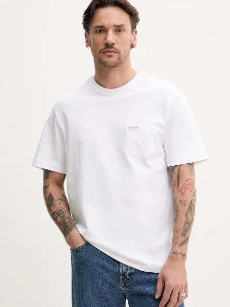 Тениска Guess Jeans с изчистен дизайн бяло