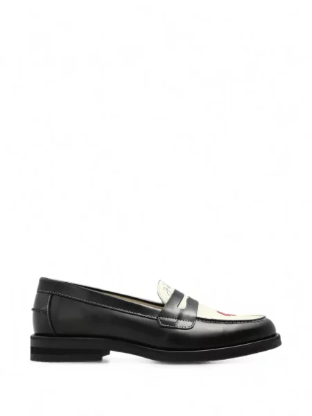 Pantofi loafer Duke & Dexter din piele cu imagine negru