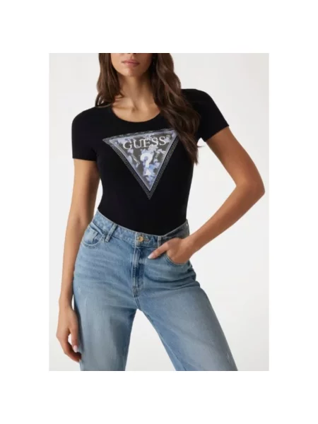 Koszulka Guess z kamieniami czarna