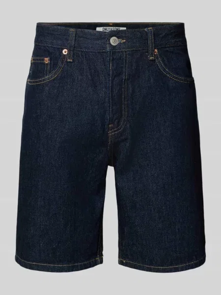 Szorty jeansowe o kroju regular fit z czystej bawełny model EDGE' Only & Sons granatowe