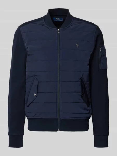 Pikowana kurtka z prążkowanymi wykończeniami Polo Ralph Lauren niebieska