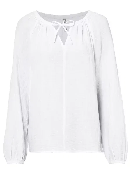 Bluzka z przewiewnego muślinu z czystej bawełny biała