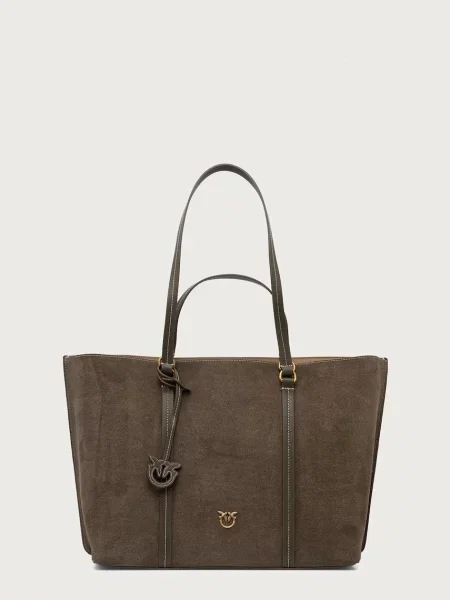 Geantă shopper Pinko din piele verde
