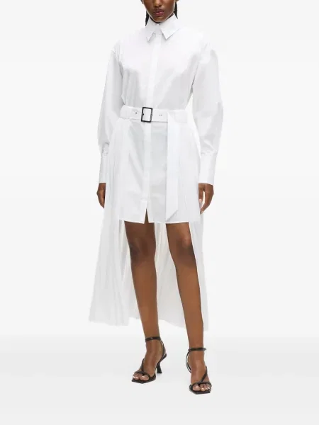 Rochie tip cămașă Karl Lagerfeld plisată de costum alb