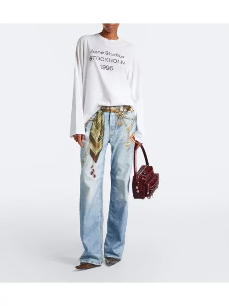 Blugi cu picior larg Acne Studios cu imagine albastru