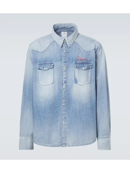 Košile Visvim s oděrkami modrá