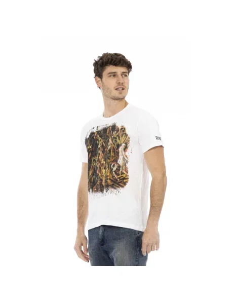 Koszulka Trussardi z okrągłym dekoltem casual biała