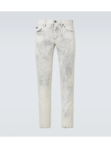 Ravne kavbojke Dolce&gabbana s potiskom bela