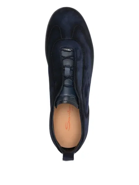 Sneakerși Santoni din piele de căprioară slip-on albastru