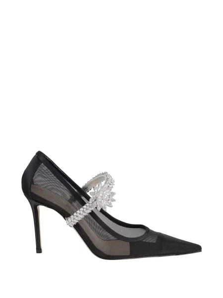 Pantofi cu toc Mach & Mach cu model floral plasă negru