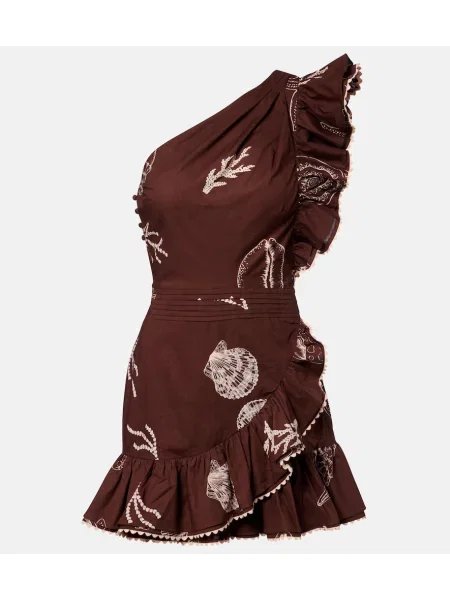 Rochie Poupette St Barth cu un umăr gol maro