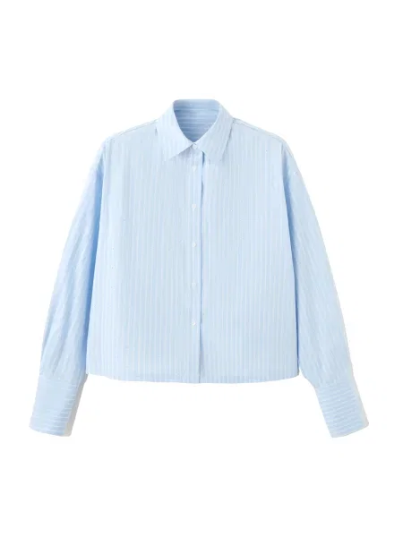 MANGO Bluză Shinny albastru pastel / negru alb