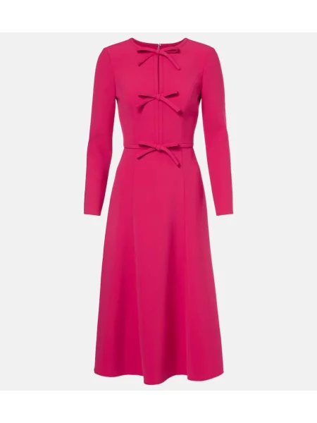 Rochie midi Carolina Herrera cu funde până la genunchi de costum roz