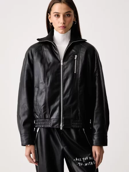 Karl Lagerfeld Jeans jachetă scurtă de damă din imitație de piele x Pietro Terzini negru