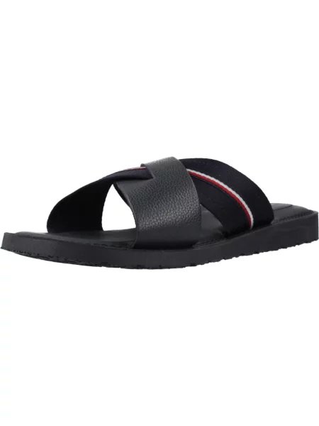 Klapki Tommy Hilfiger skórzane niebieskie