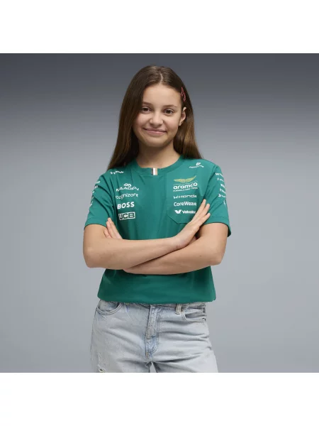 Koszulka dla dzieci PUMA x ASTON MARTIN ARAMCO TEAM Replica Akcesoria zielony