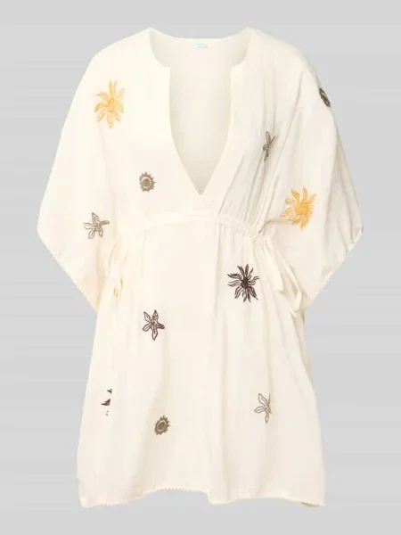 Sukienka mini z dekoltem w serek i haftami Jake*s Casual biała