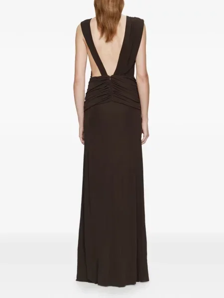 Rochie maxi Christopher Esber cu strasuri de costum maro