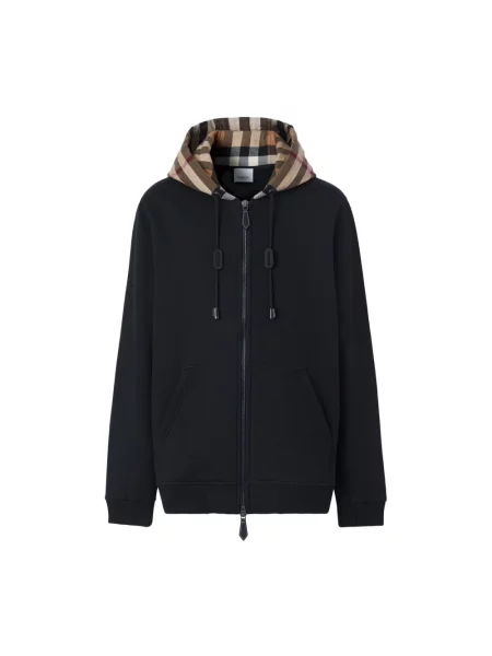 Kurtka Burberry w kratę z kapturem czarna