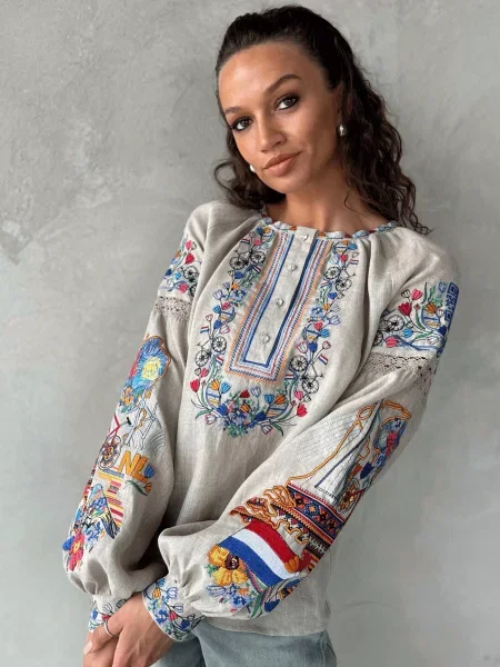 Льняная рубашка Edelvika бежевая