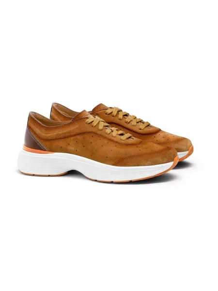 Sneakersy Santoni zamszowe brązowe