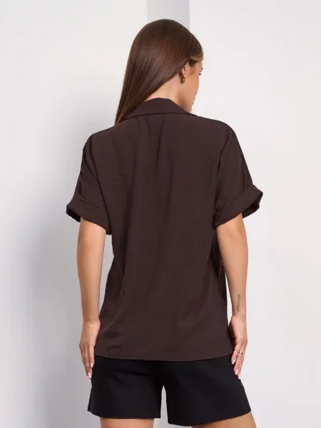 Блуза ISSA Plus темно-коричневий комбінований верх коричнева