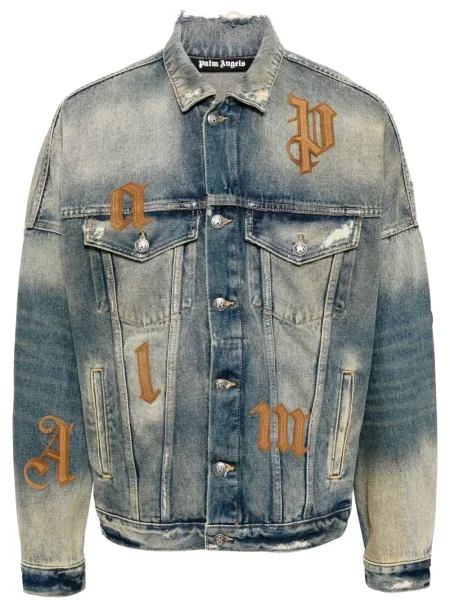 Kurtka jeansowa Palm Angels z kieszeniami z patkami niebieska