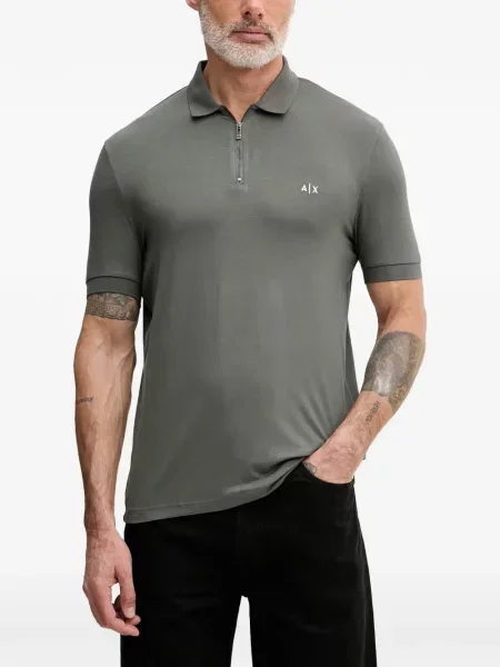 Tricou polo Armani Exchange cu autograf verde