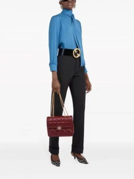 Šilkinis apykaklė palaidinė Gucci su lankeliu mėlyna