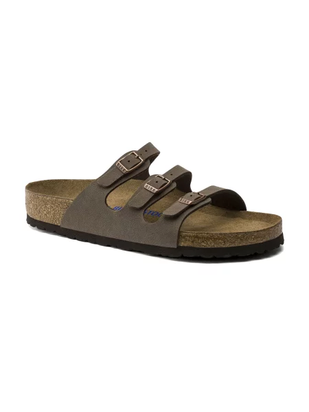Birkenstock Florida Sofr Footbed Birko-Flor Nubuck Regular Fit Unisex Sandały Birkenstock Size: brązowy
