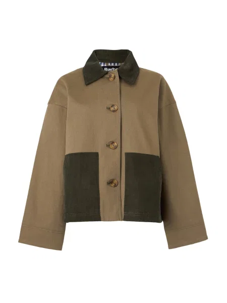 Barbour Prechodná bunda Cloverdale tmavohnedá / kaki zelená