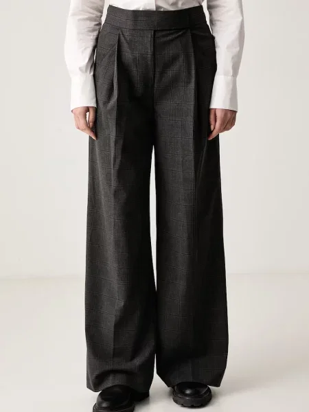 DKNY oblekové kalhoty s viskózou šedé