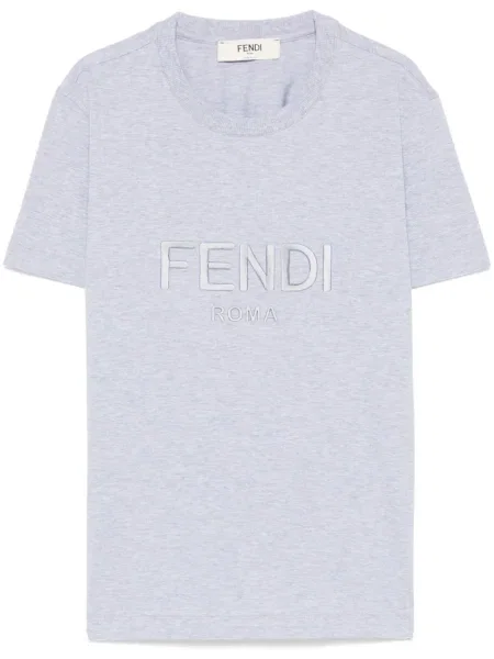 Tricou Fendi cu broderie gri