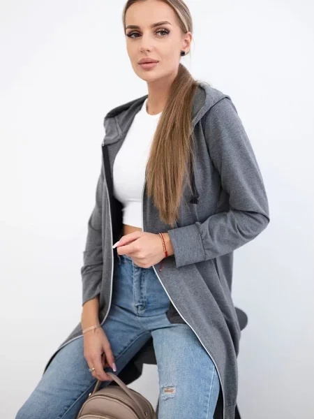 Hanorac cu glugă Kesi melange gri