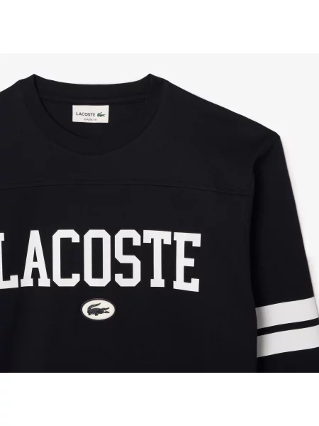 Lacoste T-Shirt Z Okrągłym Dekoltem Z Długim Rękawem Z Nadrukiem Classic Fit czarny