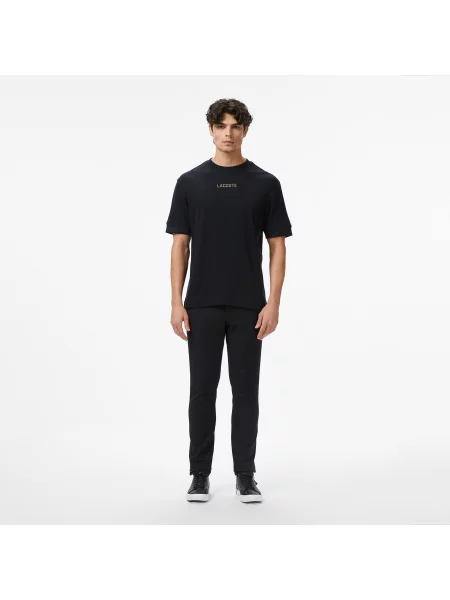 Lacoste T-Shirt Z Okrągłym Dekoltem Z Nadrukiem Loose Fit czarny