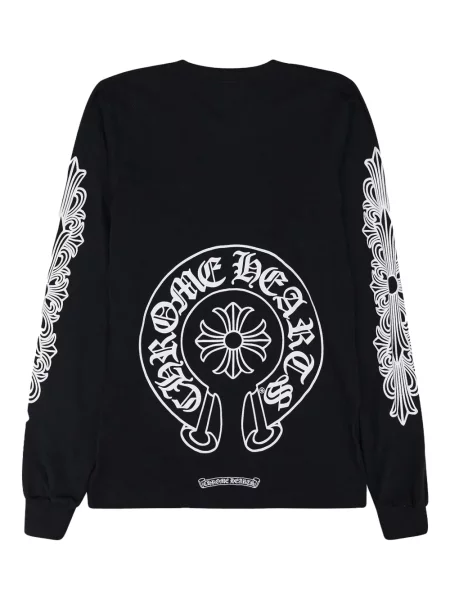 Дълго тениска Chrome Hearts със сърца с автограф черно