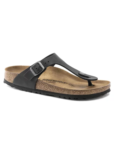 Unisex japonki Birkenstock Gizeh Oiled Leather regular czarne